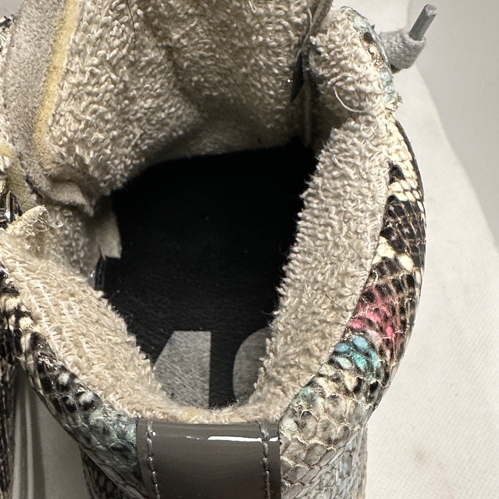 P448 Star Snakeskin Embossed & Grey Suede Hidden Heel High Top Sneaker Sz EU 38 - Picture 15 of 16